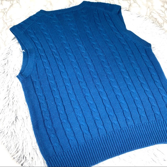 Vintage Brian McNeil Blue Cable Knit V-neck Sweater Vest EUC - Picture 2 of 9